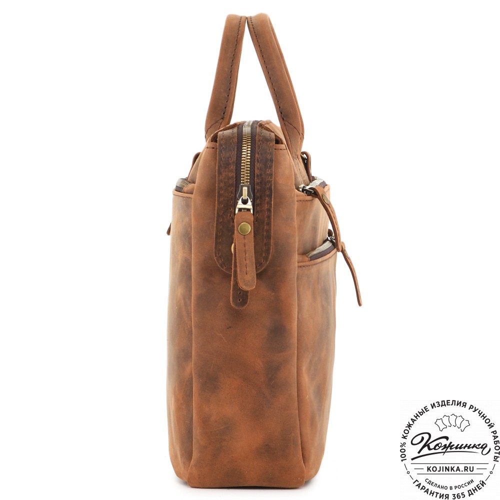  Кожаная деловая сумка "Гранд" (темно-коричневая крейзи)